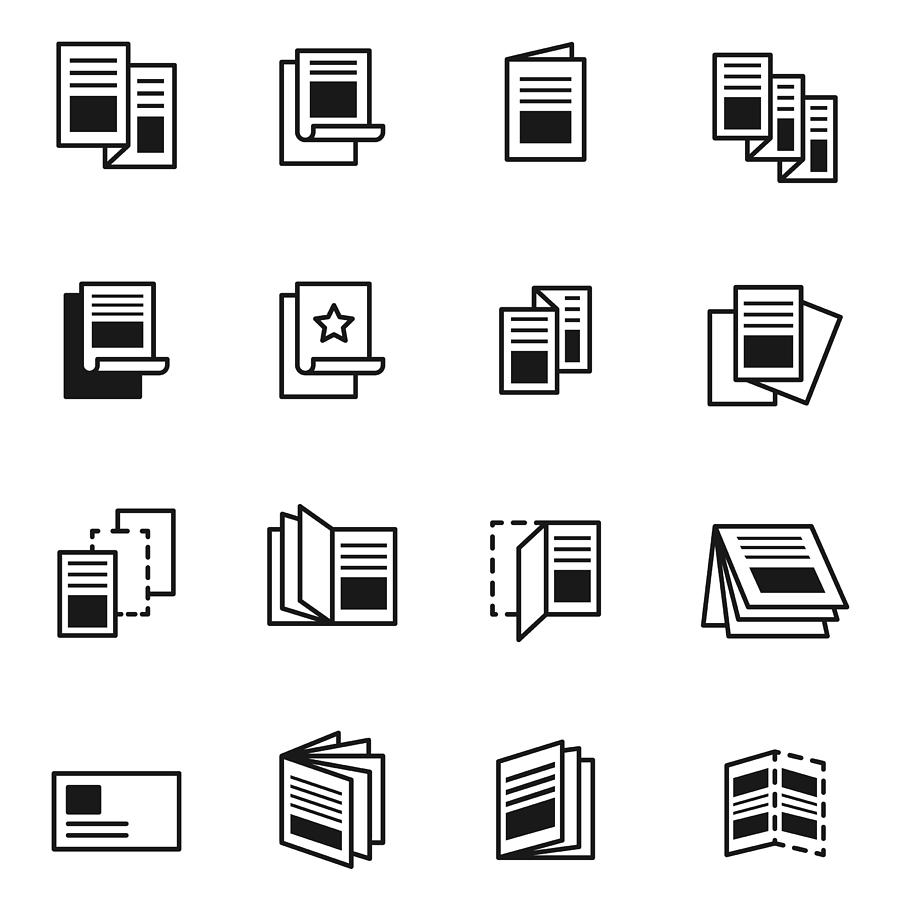 Flyer icon set Drawing by DivVector