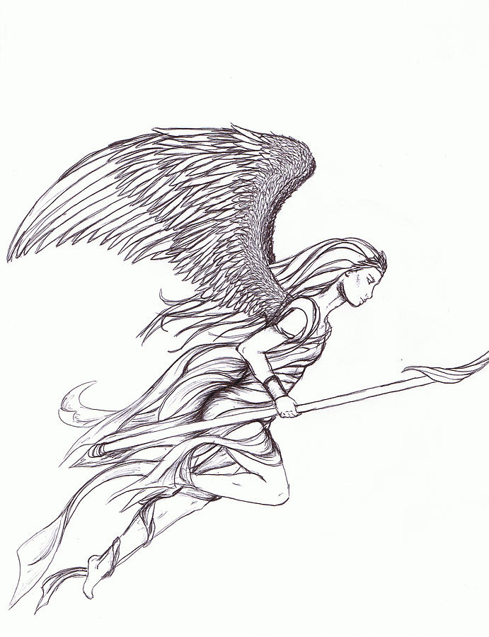 Flying Angel Drawing by Ashelee Rasmussen Fine Art America