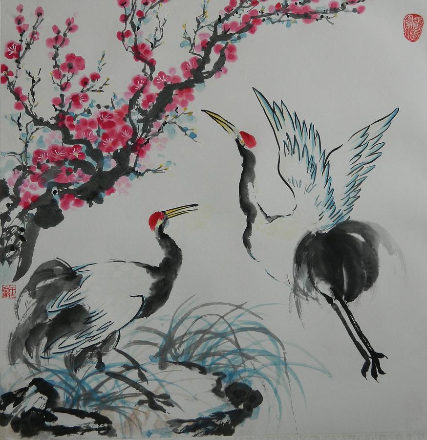 chinese painting crane