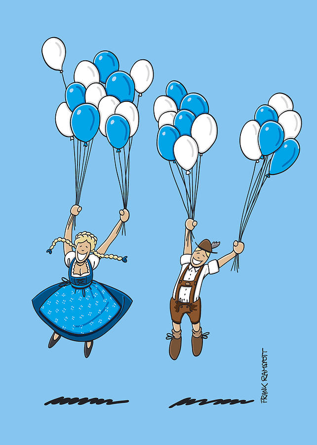 Munich Movie Digital Art - Flying Balloons Oktoberfest Couple by Frank Ramspott
