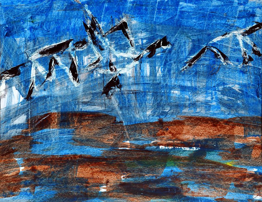Bird Painting - Flying Birds by Baljit Chadha
