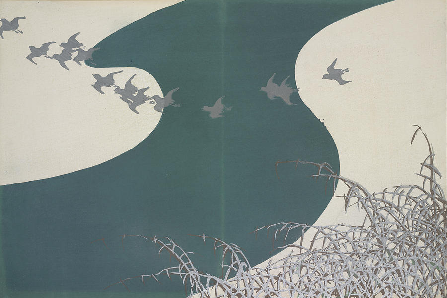 Flying Birds., Kamisaka, Sekka, Artist Drawing by Artokoloro - Fine Art ...