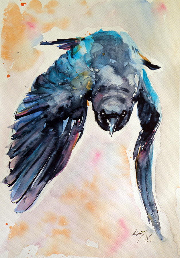 Flying crow Painting by Kovacs Anna Brigitta