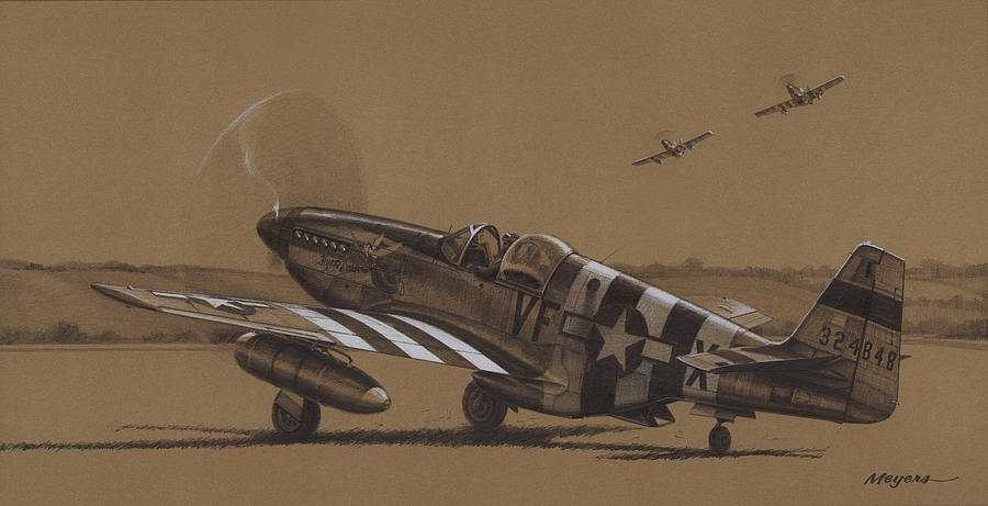 P-51 Mustang Drawing - Flying Dutchman by Wade Meyers