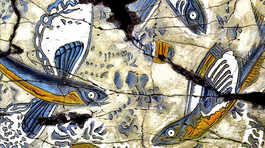 Greek Painting - Flying Fish No. 3 - Study No. 2 by Steve Bogdanoff