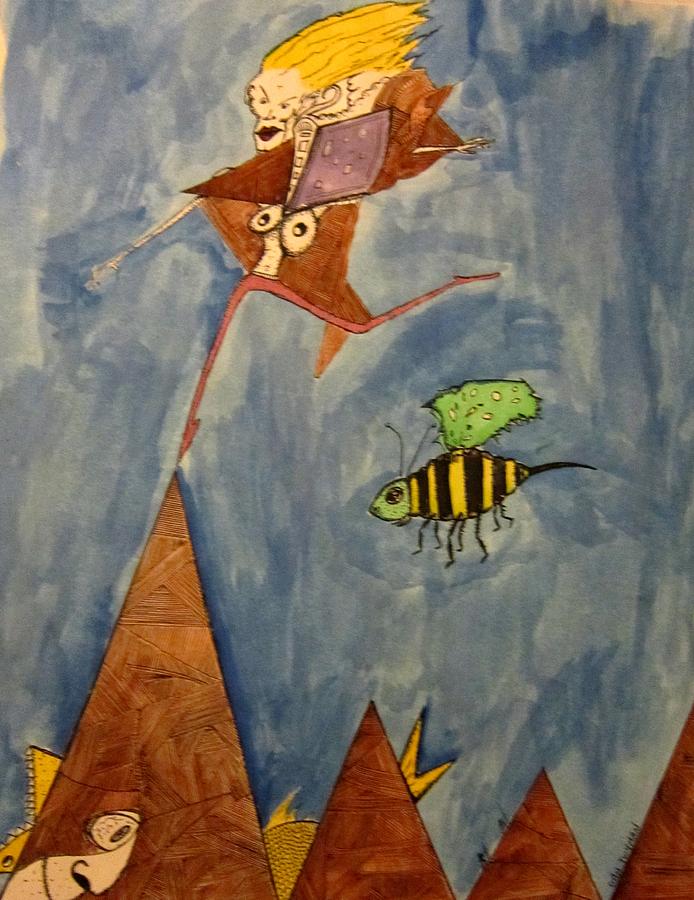 Flying Freak Drawing by Dan Twyman