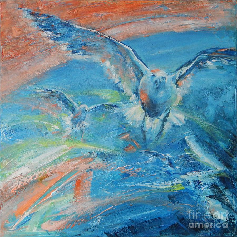 Feather Painting - Flying Free by Dan Campbell