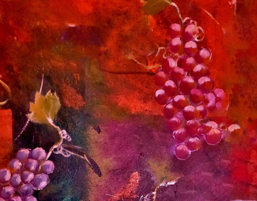 Flying Grapes Painting by Lisa Kaiser