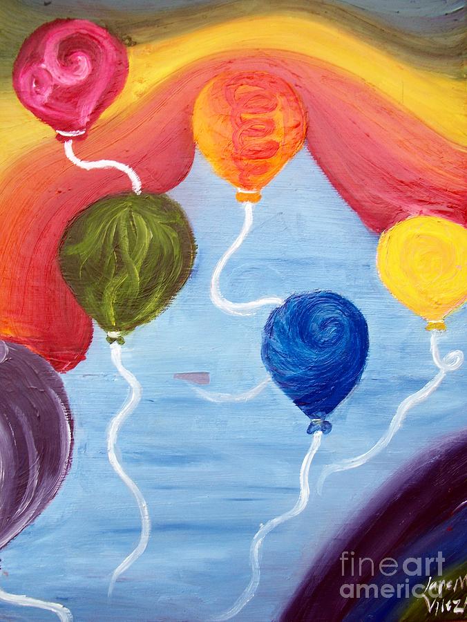 Balloons Painting - Flying high  by Jarem Vilez