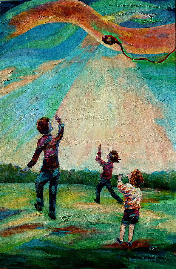 Kids Playing Painting - Flying High by Naomi Gerrard