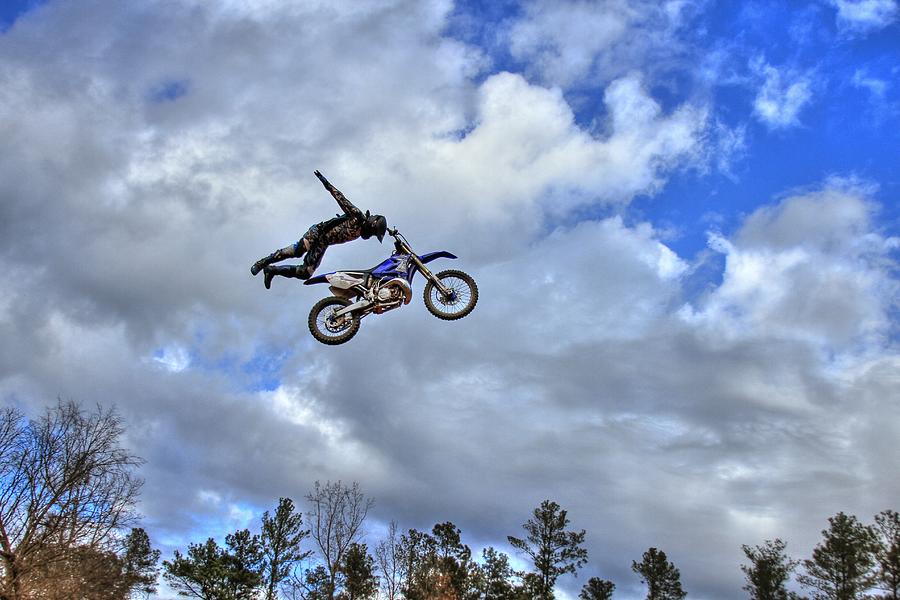 DurhamTown Plantation Flying High 7 Motorcycle Sports Art Photograph by Reid Callaway