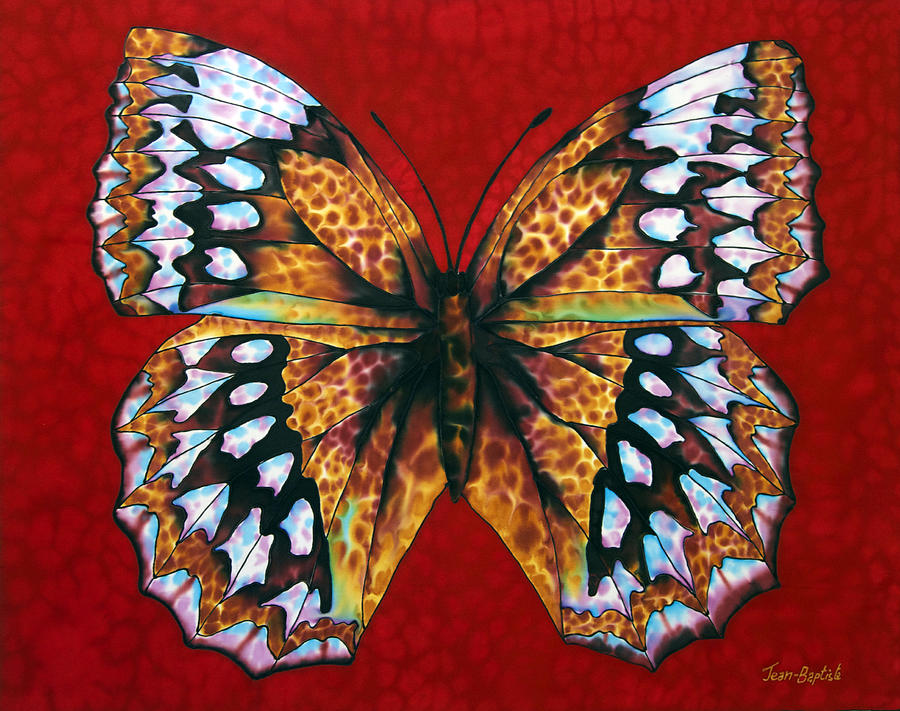 Red Wall Painting - Butterfly in Red by Daniel Jean-Baptiste