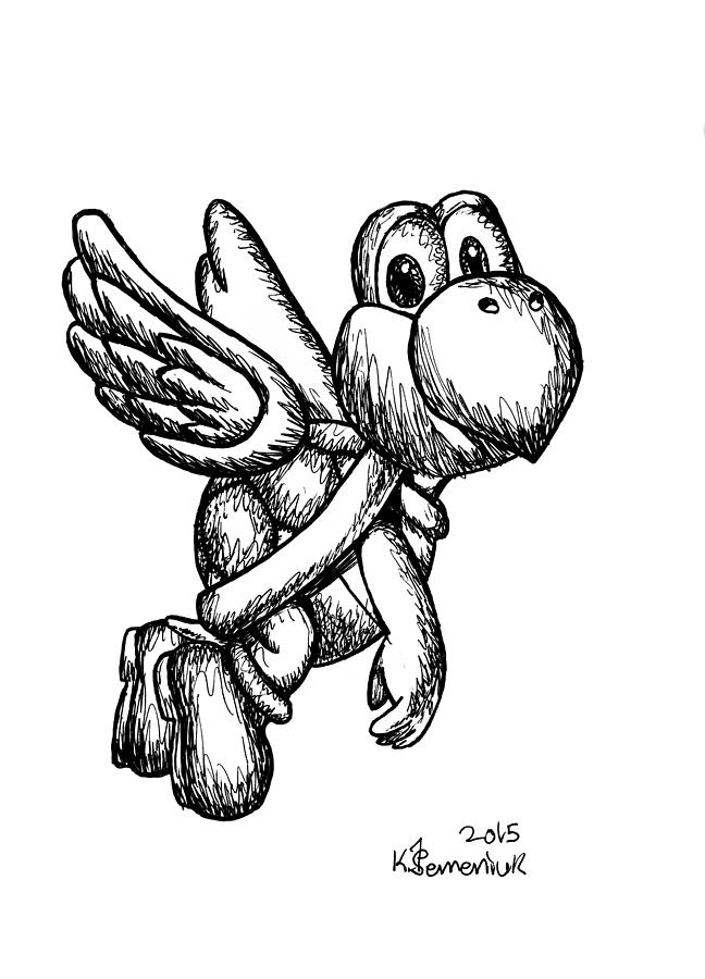 Boot Drawing - Flying Koopa Trooper Doodle by Kayleigh Semeniuk