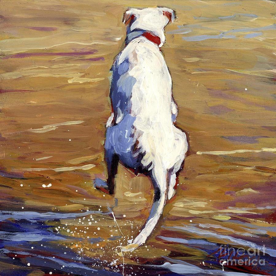 Lab Mix Painting - Flying Leap by Molly Poole