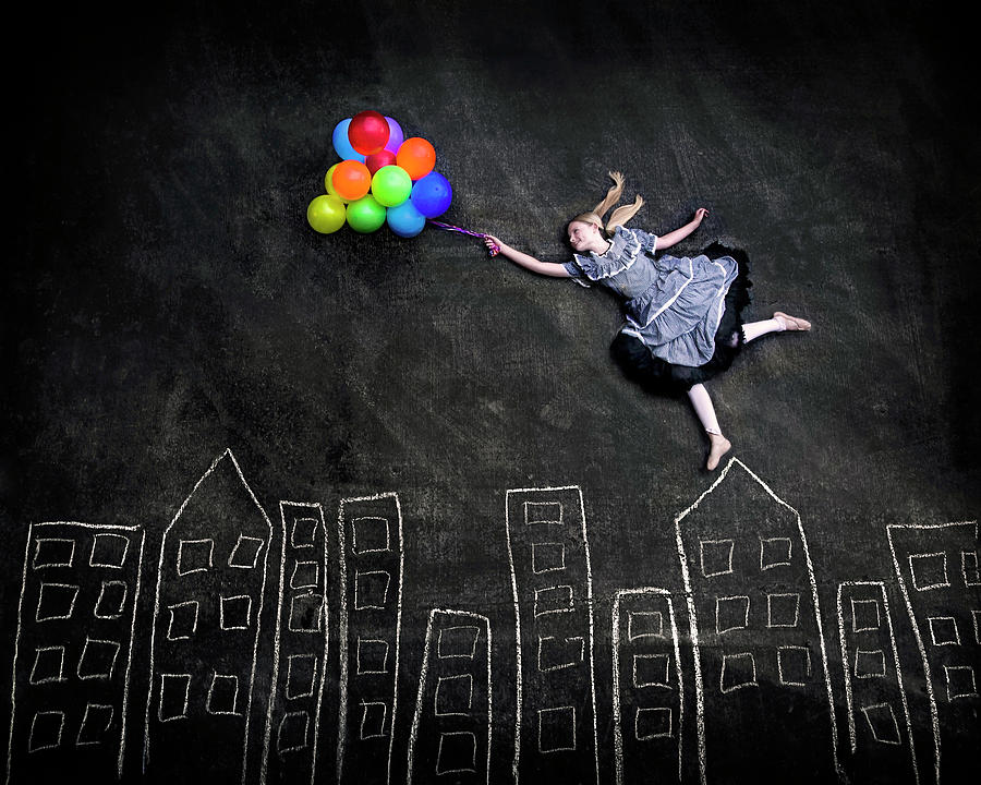 Fantasy Photograph - Flying On The Rooftops by Nj Sabs