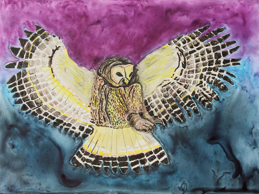 Owl Painting - Flying Owl by Jeanne Fischer