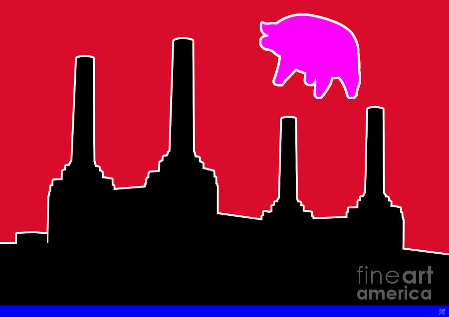 London Digital Art - Pink Floyd Flying Pig Over Battersea by Neil Finnemore