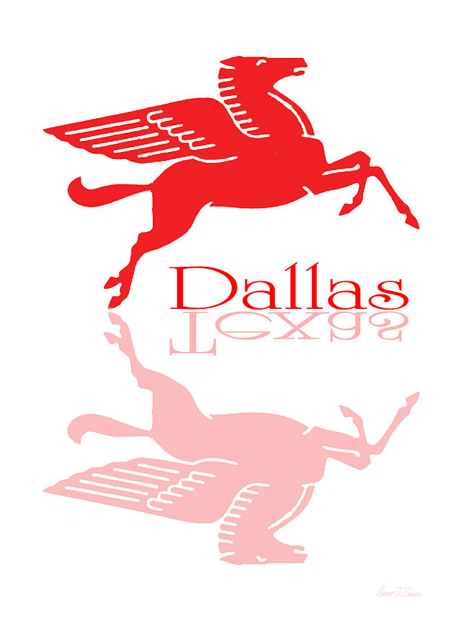 Flying Red Horse Dallas Texas Reflection 2 Digital Art by Robert J Sadler