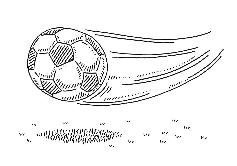Flying Soccer Ball Drawing Drawing by FrankRamspott
