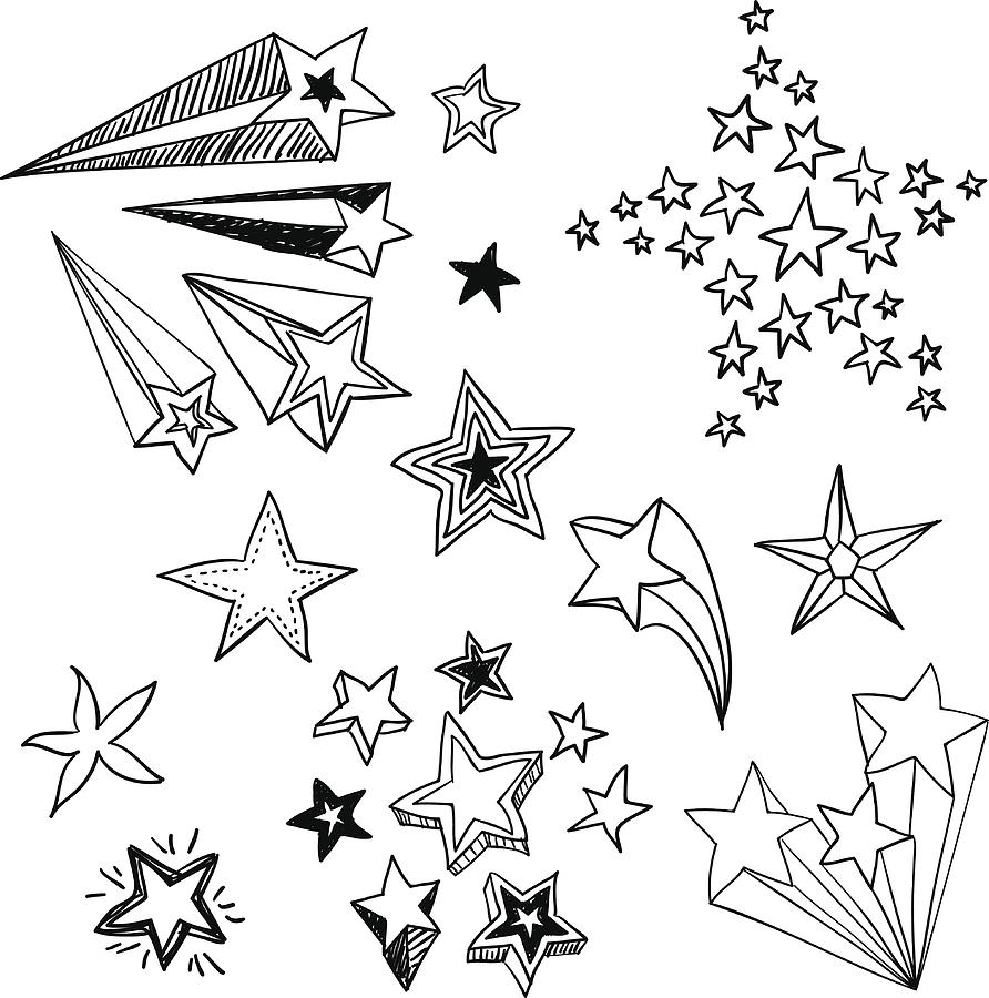 Flying Stars in black and white Drawing by LokFung