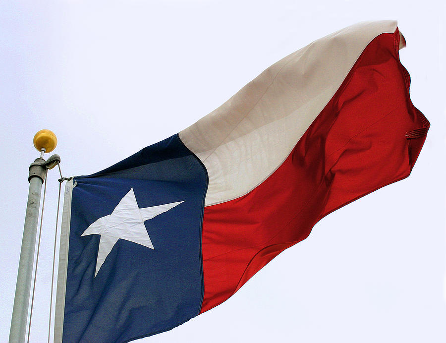 Flag Photograph - Flying Texas State Flag by Linda Phelps