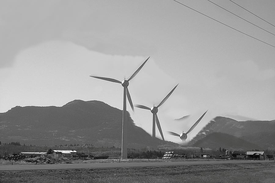 Abstract Photograph - Flying Wind Turbines by Mavis Reid Nugent