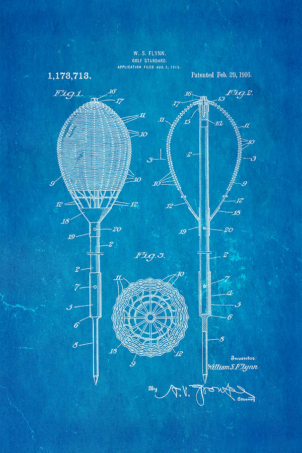 Golf Photograph - Flynn Merion Golf Club Wicker Baskets Patent Art 1916 Blueprint by Ian Monk
