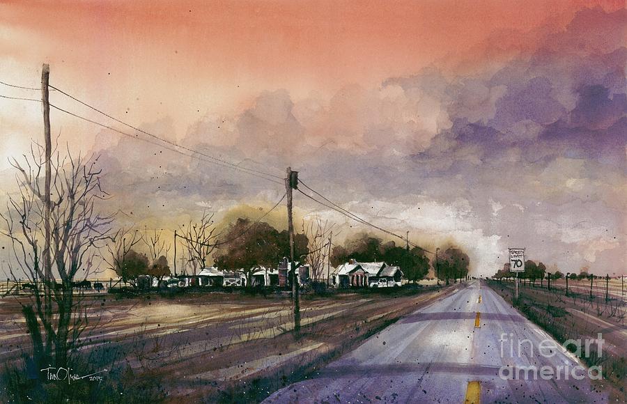 FM 651 South of Crosbyton Texas Painting by Tim Oliver