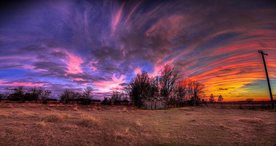 Sunset Photograph - FM Sunset Pano in Needville Texas by Micah Goff