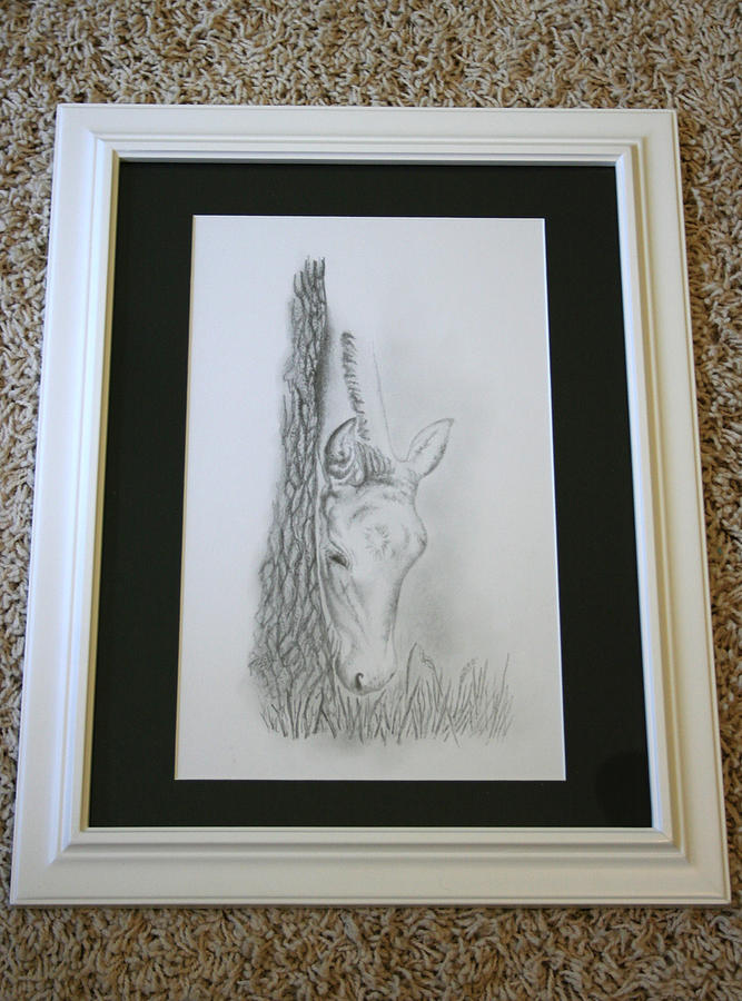 Horse Drawing - Foal BY Tree and Grass by Jodi Bauter