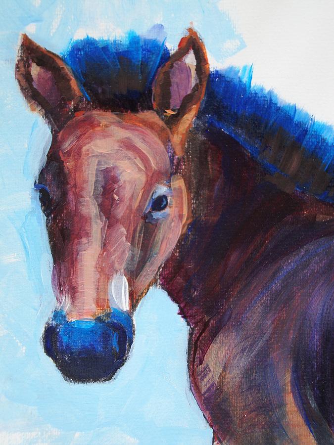 Horse Painting - Foal Head by Mike Jory