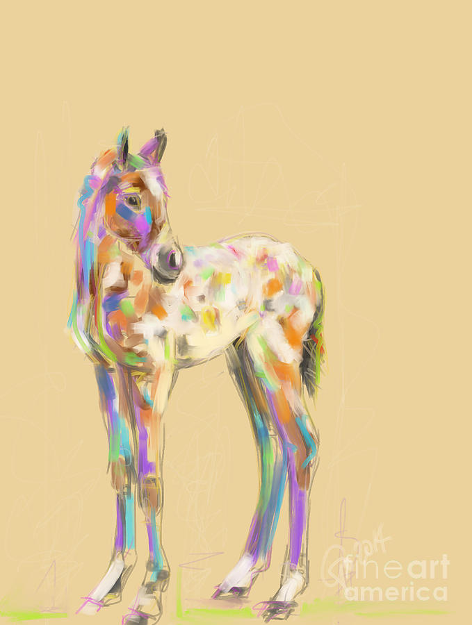 Foal Paint Painting by Go Van Kampen