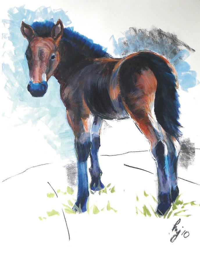 Horse Painting - Foal Painting by Mike Jory