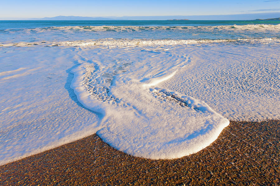 Foamy Wave Patterns, Pebble Beach Photograph by Kim Westerskov