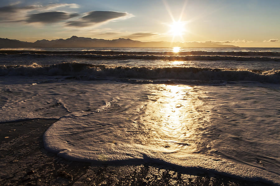 Foamy Waves Near Sunset Photograph by Michele Cornelius