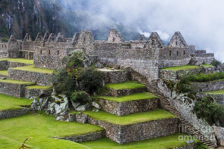 Fog advancing on Machu Picchu Peru Photograph by Dan Hartford