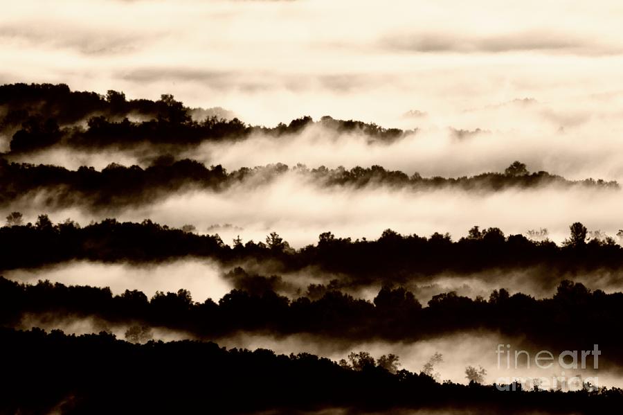Fog and Ridge Lines in Surry County North carolina Photograph by John Harmon