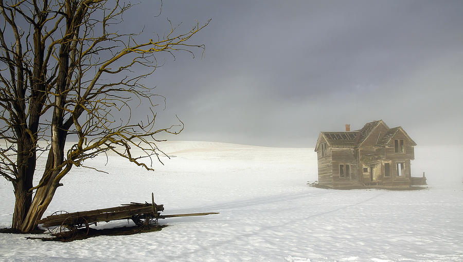 Fog and Snow Homestead Photograph by Steve McKinzie