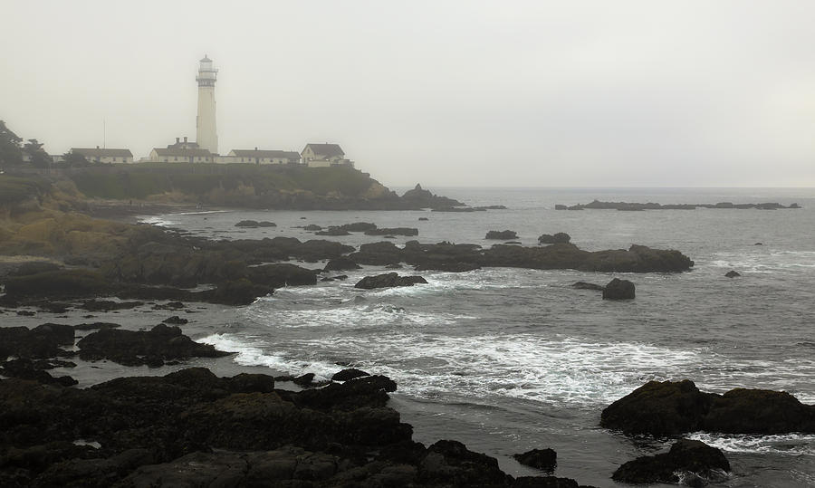 Fog at Pigeon Point Light Photograph by Harold Rau