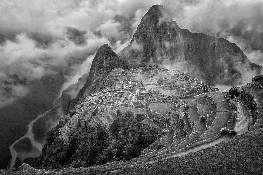 Black And White Photograph - Fog In The Machu Picchu by Richard Huang