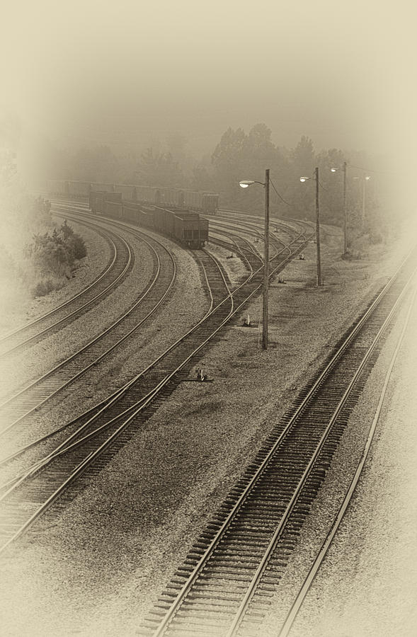 Fog in the Rail Yard Photograph by Greg Jackson