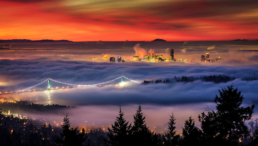 Skyline Photograph - Fog Inversion over Vancouver by Alexis Birkill