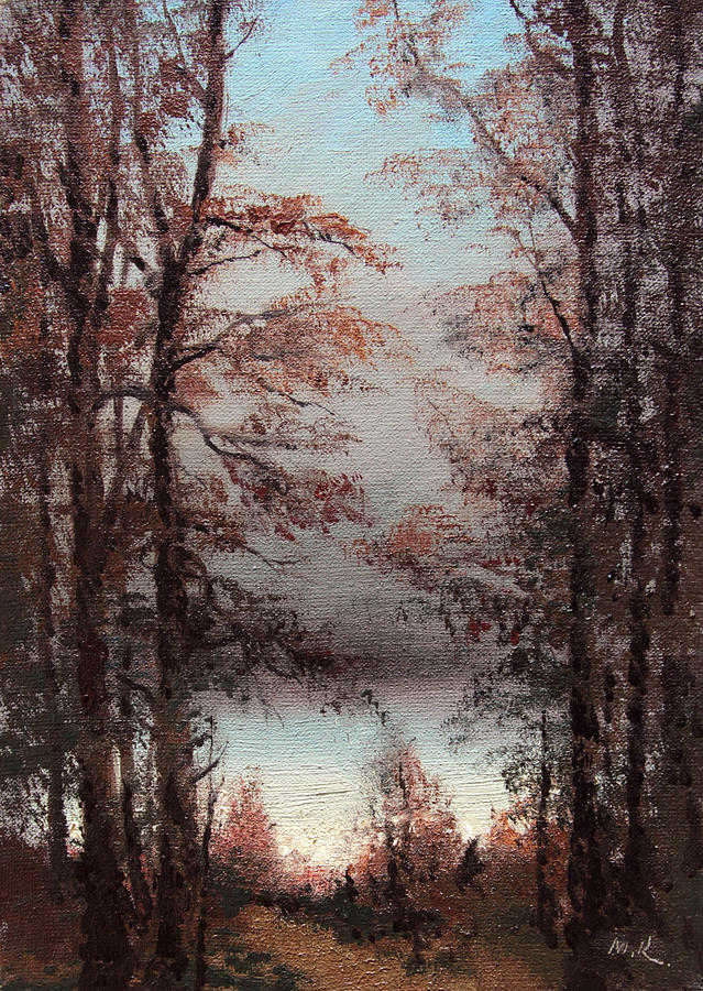 Tree Painting - Fog on the like by Mark Kremer