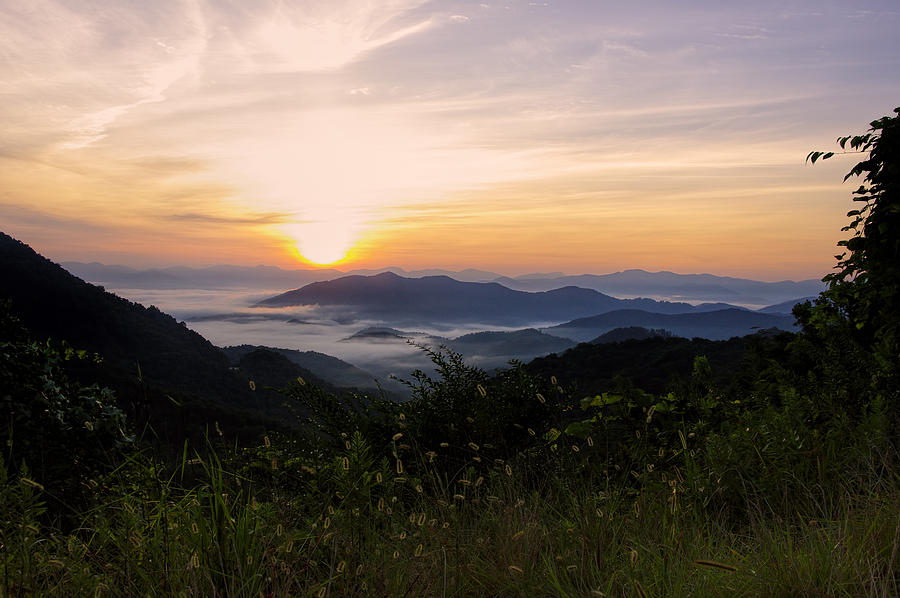 Foggy Blue Ridge Mountain Sunrise Photograph by Kenny Francis