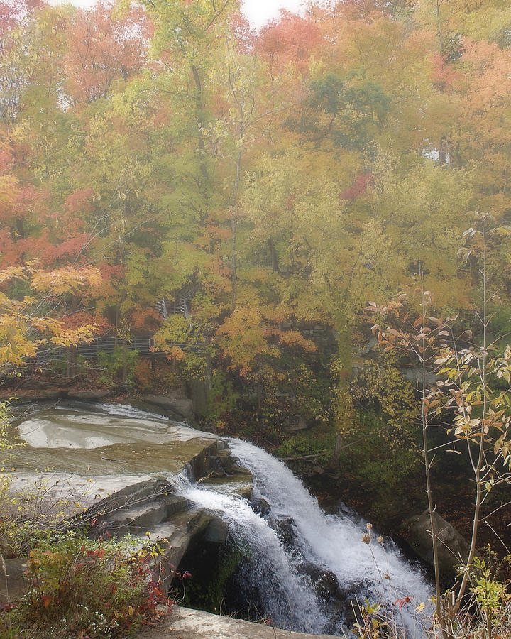 Akron Photograph - Foggy Brandywine Falls by Jack R Perry