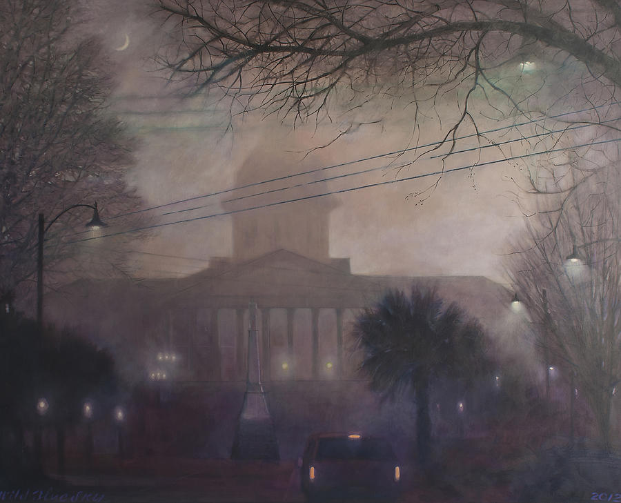 Capitol Building Painting - Foggy Dome by Blue Sky