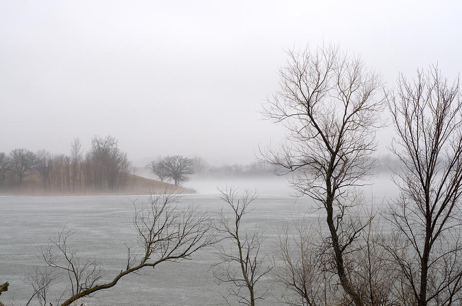 Foggy Frozen Lake Photograph by Lynn Hansen