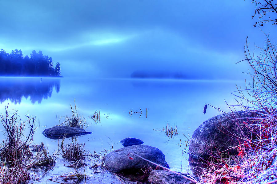 Nature Photograph - Foggy lake 8019 HDR by Chuck Smith