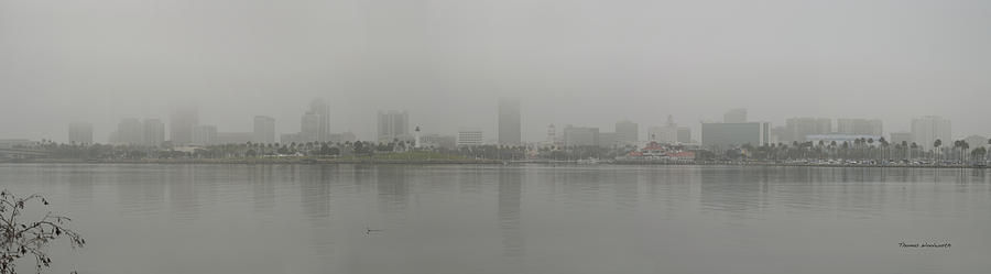 Long Beach Photograph - Foggy Long Beach CA Panorama 03 by Thomas Woolworth