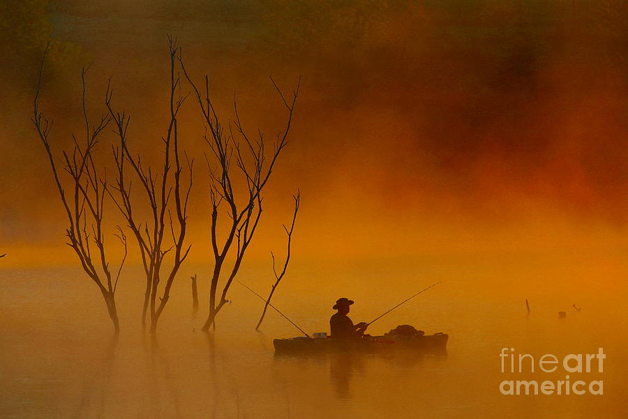 Tree Photograph - Foggy Morning Fisherman by Elizabeth Winter